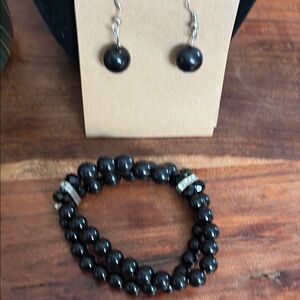 Elegant Black Beaded Jewelry Set